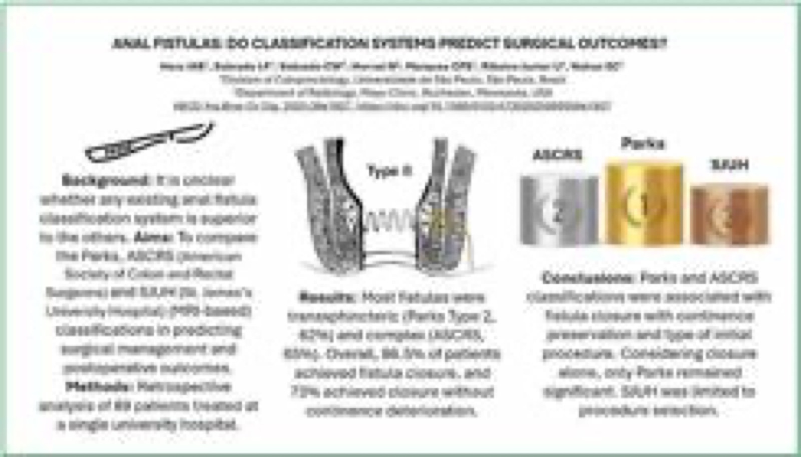 Anal fistulas: do classification systems predict surgical outcomes? 1 Visual abstract